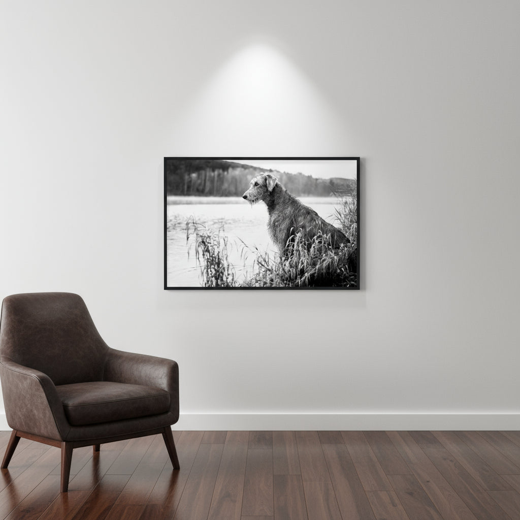 Irish Wolfhound framed portrait print — Irish heritage dog art
