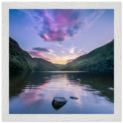 Glendalough at dusk premium Irish landscape wall art print in white gallery frame
