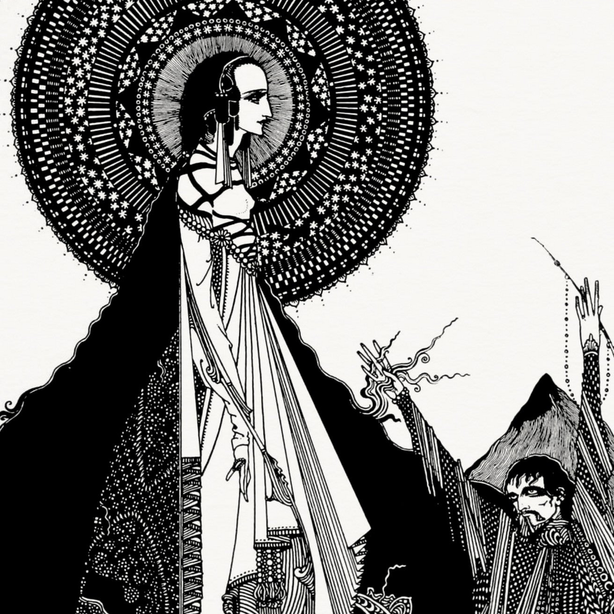 I Would Call Aloud by Harry Clarke, 1923 illustration for Poe's Ligeia, black and white gothic art
