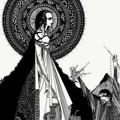 I Would Call Aloud by Harry Clarke, 1923 illustration for Poe's Ligeia, black and white gothic art