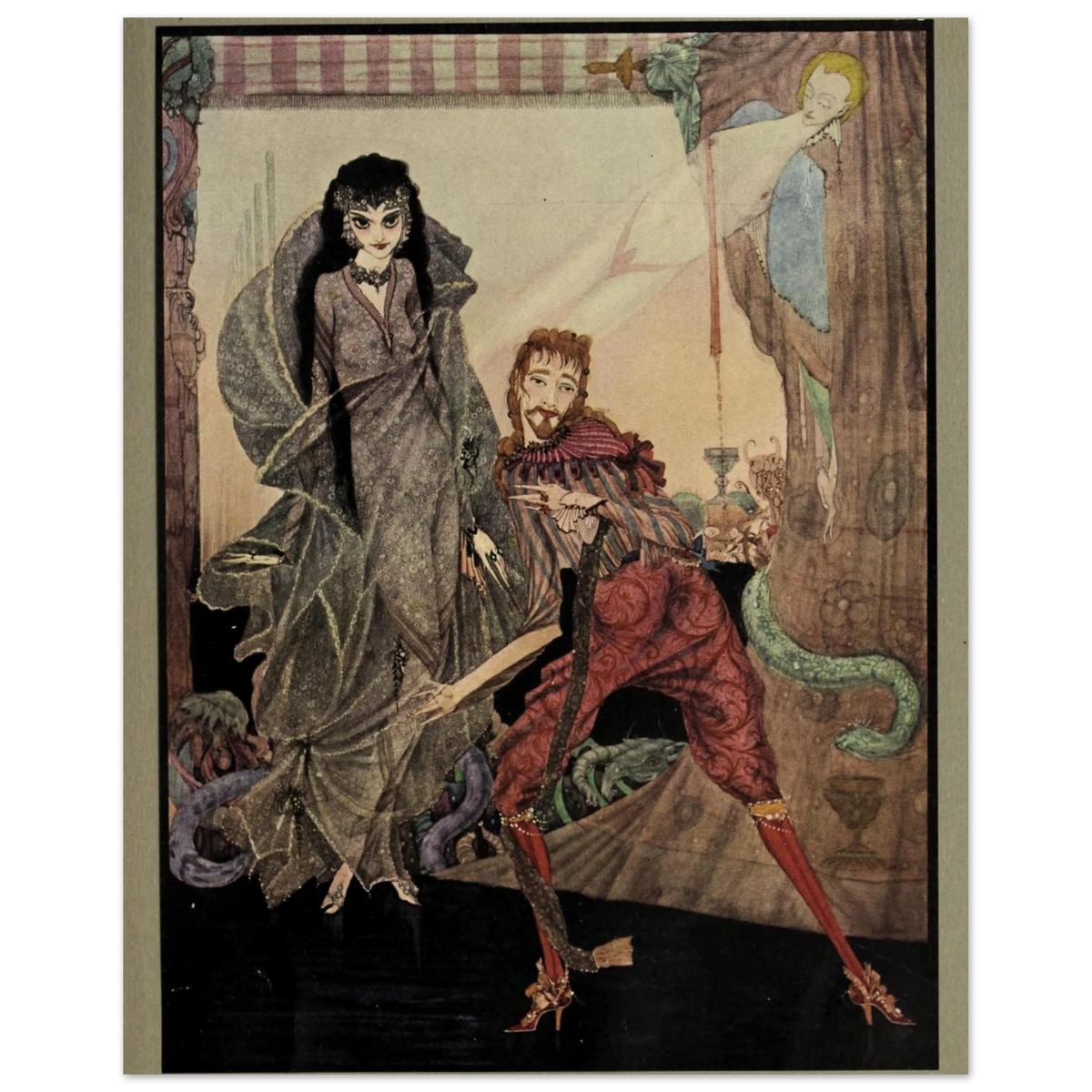 Harry Clarke Slowly Opened Eyes illustration, unframed print with a white border