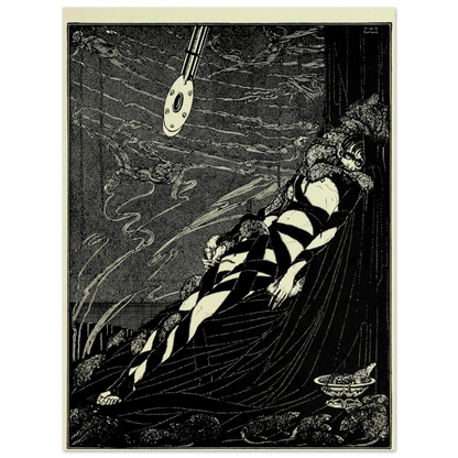 Harry Clarke Swarmed Upon Me in a thin frame with cream mount, full view on black