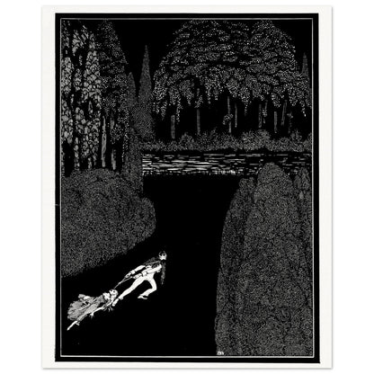 Harry Clarke Toilsome Journey print with a white border, figures crossing a dark wooded landscape