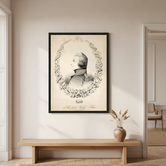 Wolfe Tone in French Uniform (1798) displayed in an elegant Irish period-home living room