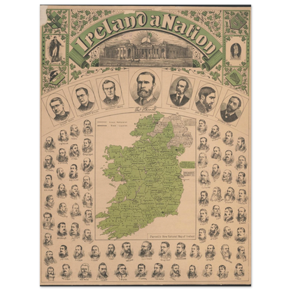 Historical reproduction art print of Ireland a Nation map with archival quality finish