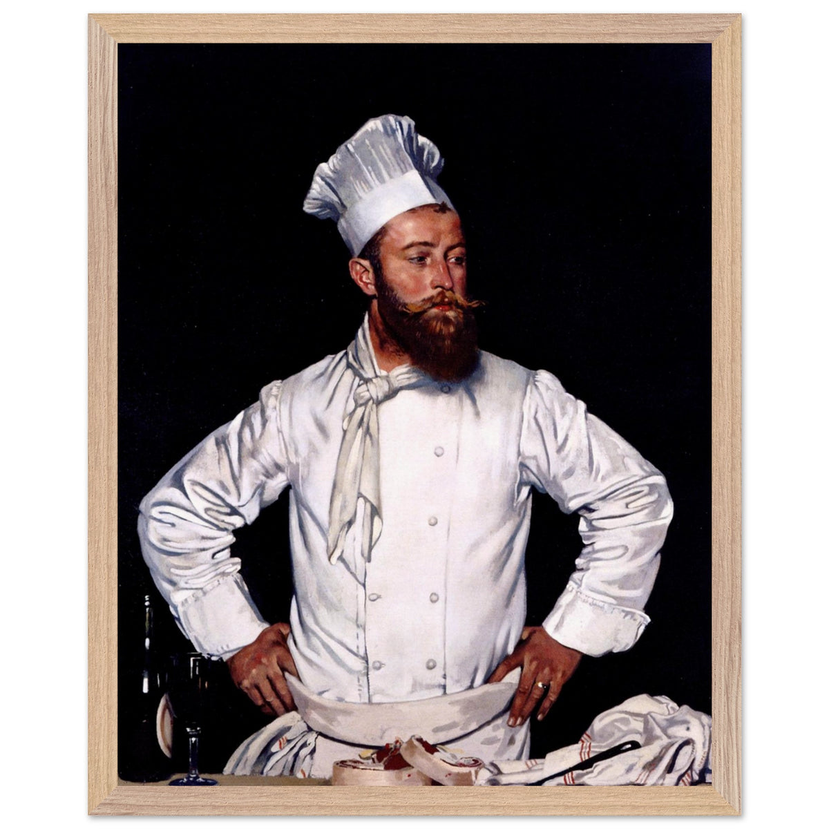 Le Chef de l'Hôtel Chatham by William Orpen in a light oak frame