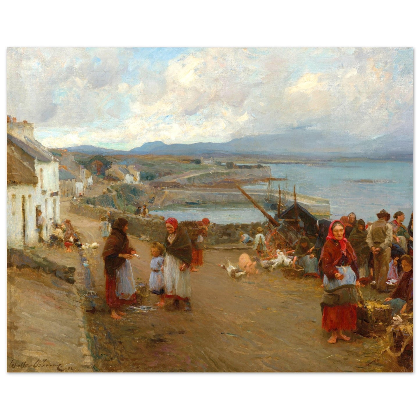 Life in Connemara, A Market Day by Walter Frederick Osborne – unframed 40×50 cm archival art print