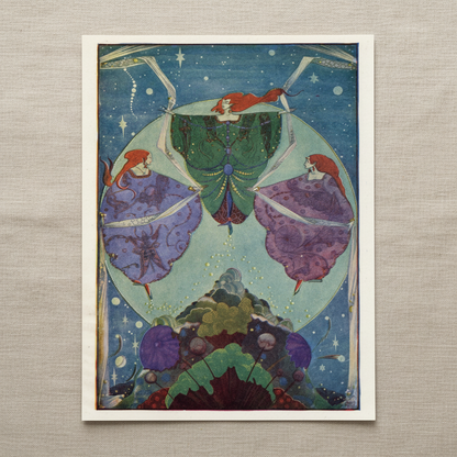 They Danced with Shawls Harry Clarke illustration unframed print on textured linen