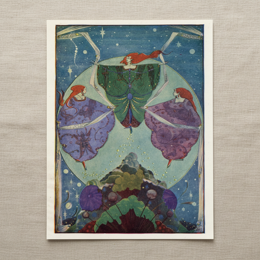 They Danced with Shawls Harry Clarke illustration unframed print on textured linen