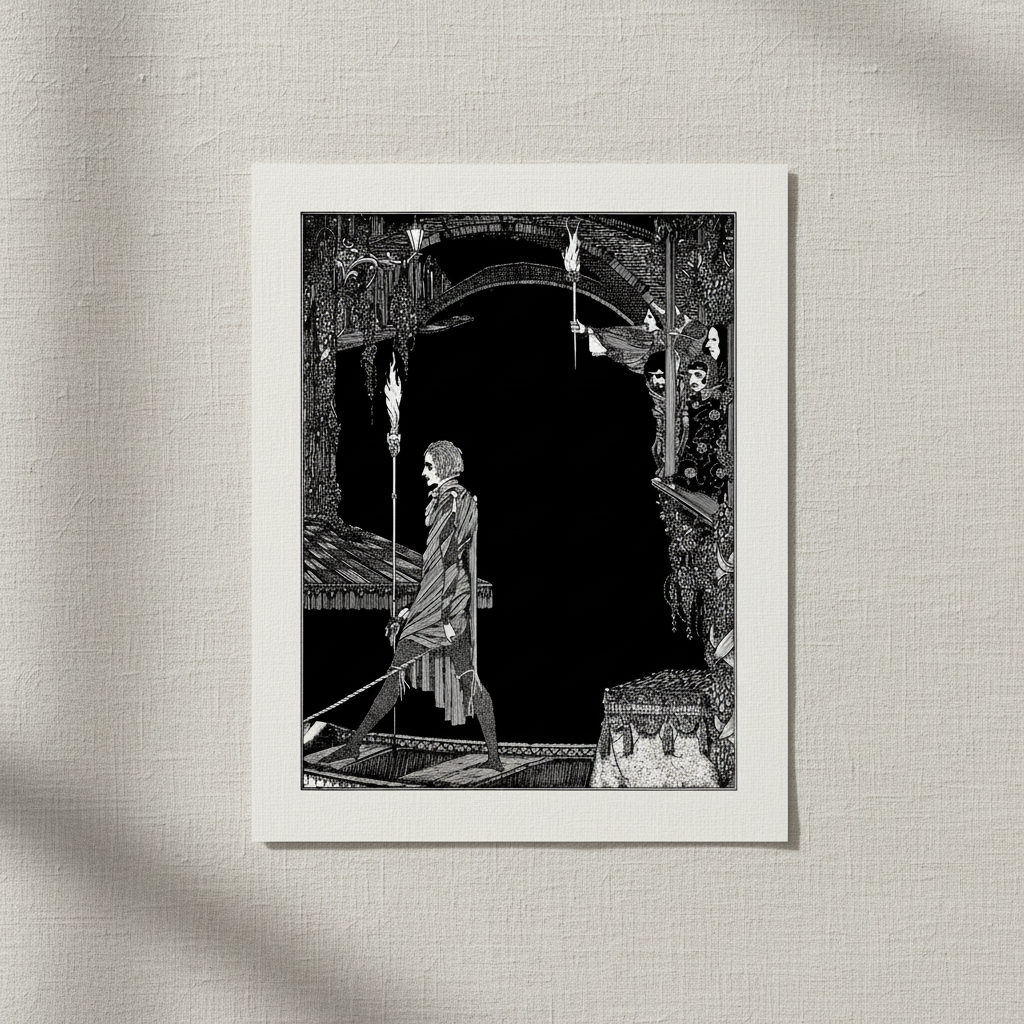 Myself No Power by Harry Clarke unframed print on a textured linen-effect wall in soft daylight