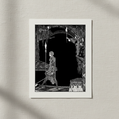 Myself No Power by Harry Clarke unframed print on a textured linen-effect wall in soft daylight