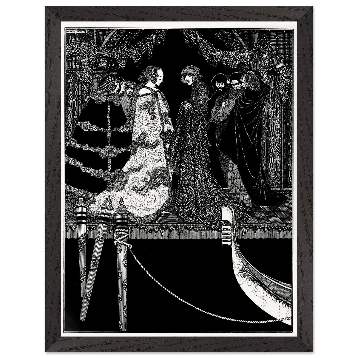 Marchesa Aphrodite by Harry Clarke in a dark wood frame with a thin white mount