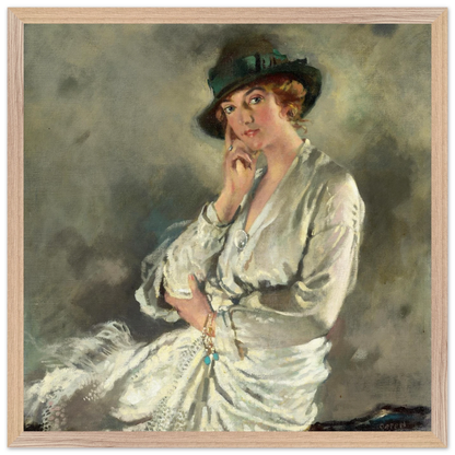 Mrs Charles S. Carstairs by William Orpen in a natural oak frame with a white border