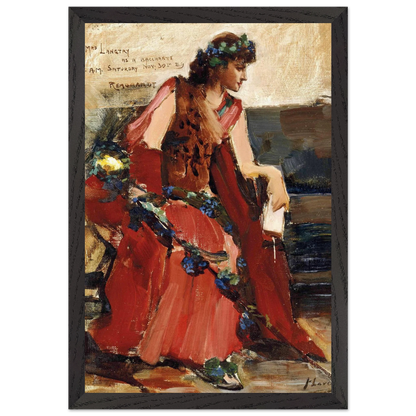 Mrs Langtry as a Bacchante by John Lavery in a black frame