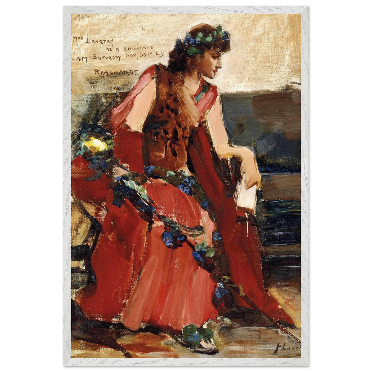Mrs Langtry as a Bacchante, John Lavery painting, flat image of the full artwork