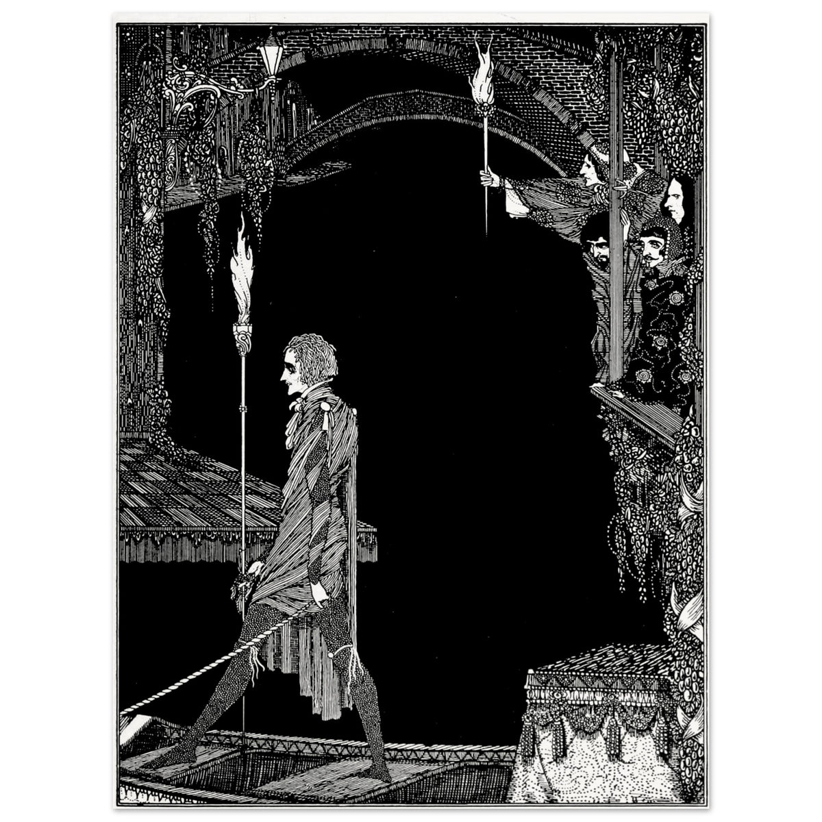 Myself No Power, 1923, Harry Clarke black and white illustration for Poe's William Wilson