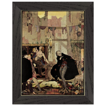 Noisome Quarter by Harry Clarke (1923) in a dark grey frame, illustration for Poe's Tales of Mystery