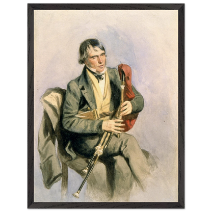 Paddy Conneely The Galway Piper print in a black frame, straight-on