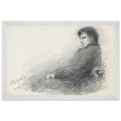 Framed Collector’s Edition portrait of young W.B. Yeats in white frame