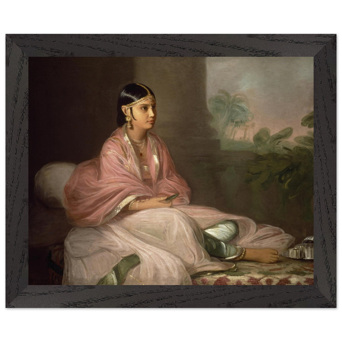 Framed fine art print of Thomas Hickey’s “An Indian Lady, perhaps Jemdanee” — archival print with classic small black frame