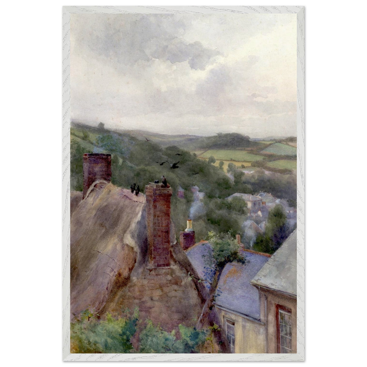 60 × 90 cm print of Rooftops, Thomastown, Kilkenny by Mildred Anne Butler in a white frame