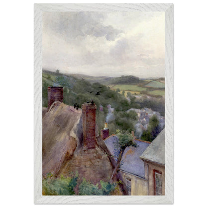 Rooftops, Thomastown, Kilkenny by Mildred Anne Butler print framed in white solid wood