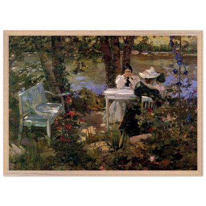 Sir John Lavery A Garden in France in a slim light oak frame, full view