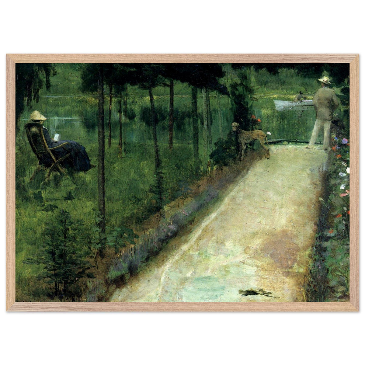 Sir John Lavery A Grey Summer's Day, Grez in a slim light oak frame, full view