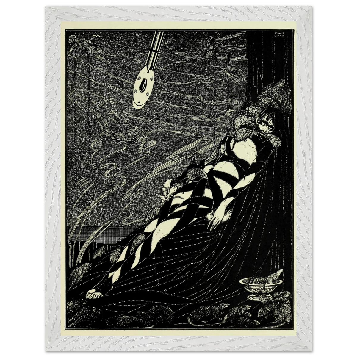 Swarmed Upon Me by Harry Clarke in a white wood frame with a cream mount