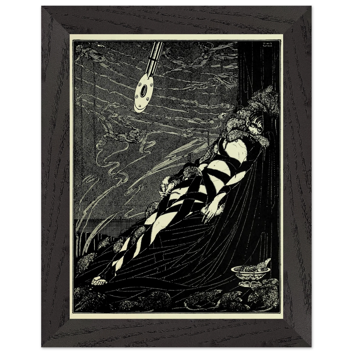 Swarmed Upon Me by Harry Clarke in a wide black frame with a cream mount
