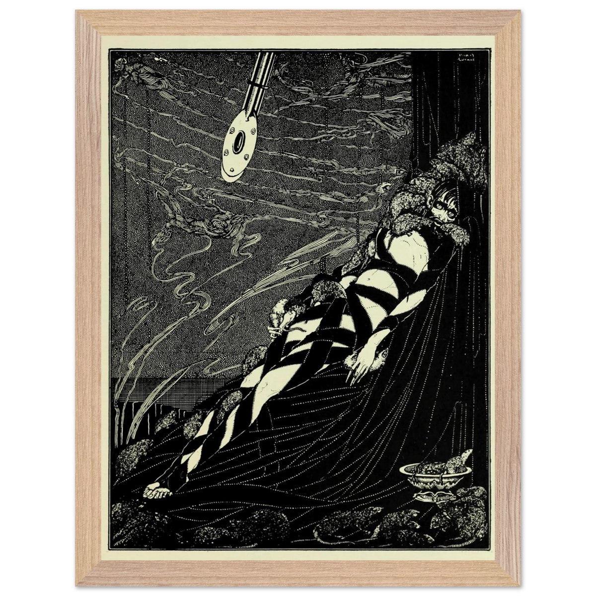 Swarmed Upon Me by Harry Clarke in an oak frame with a cream mount, straight-on view