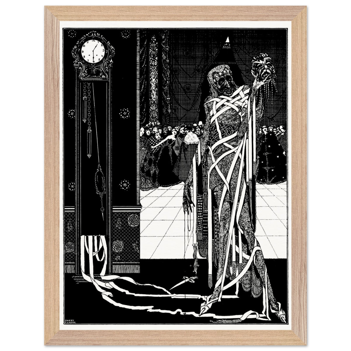 The Dagger Dropped by Harry Clarke in a natural oak frame with a white mount