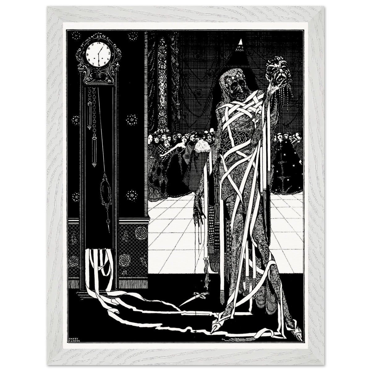 The Dagger Dropped by Harry Clarke in a white wood frame with a white mount
