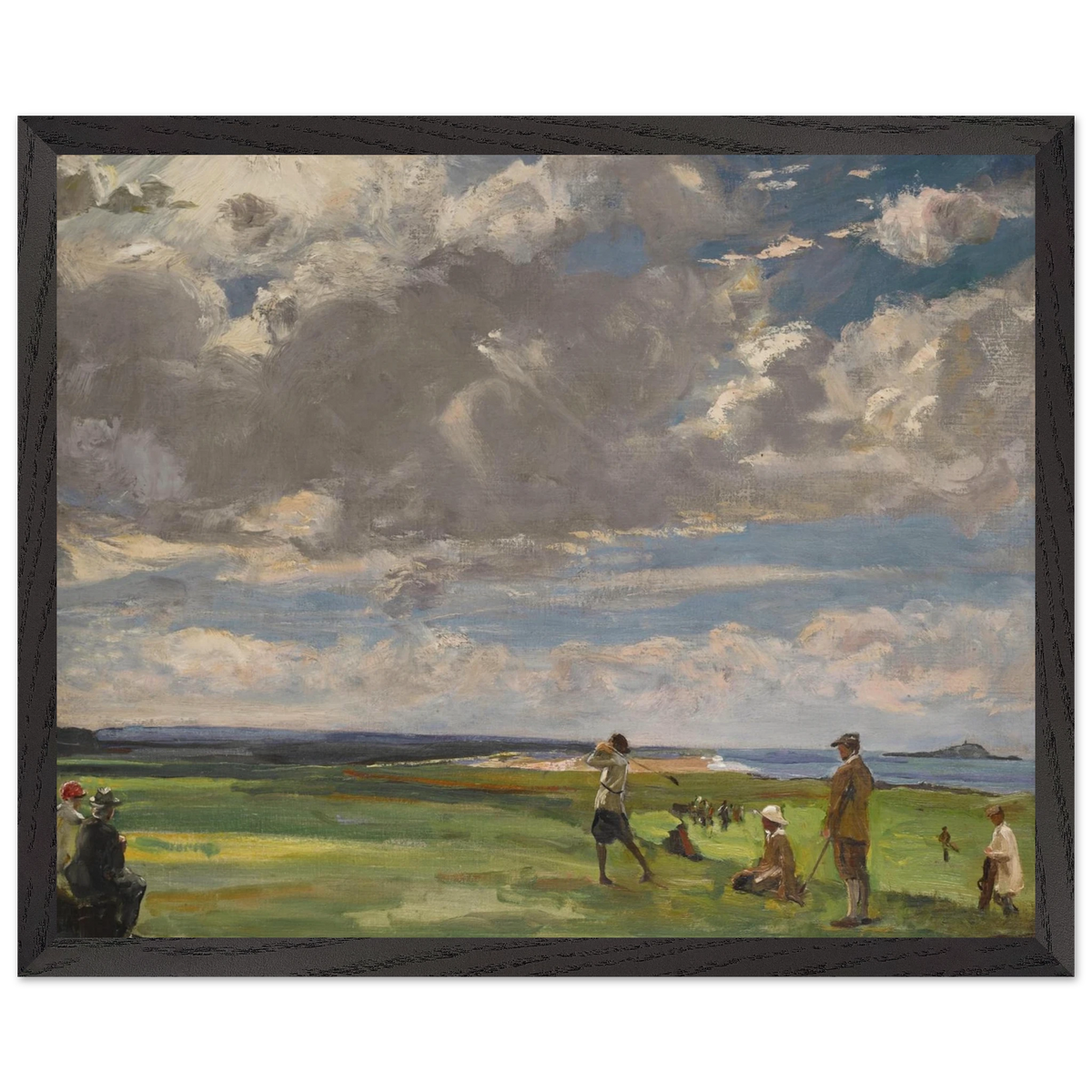 The Golf Links, North Berwick by Sir John Lavery in a dark wood frame