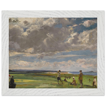 The Golf Links, North Berwick by Sir John Lavery in a wide white wooden frame