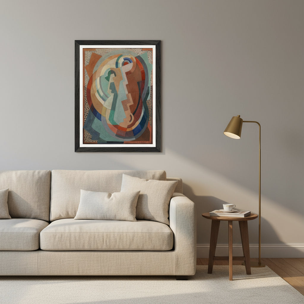 The Virgin and Child by Mainie Jellett – black framed Irish abstract religious art reproduction