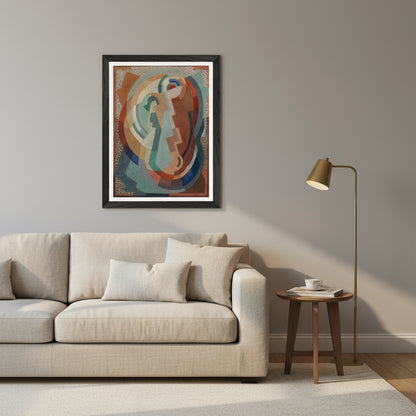 The Virgin and Child by Mainie Jellett – black framed Irish abstract religious art reproduction