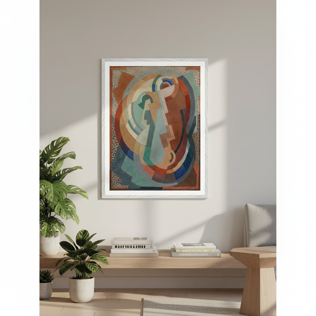 The Virgin and Child by Mainie Jellett – white framed Irish Modernist sacred art print