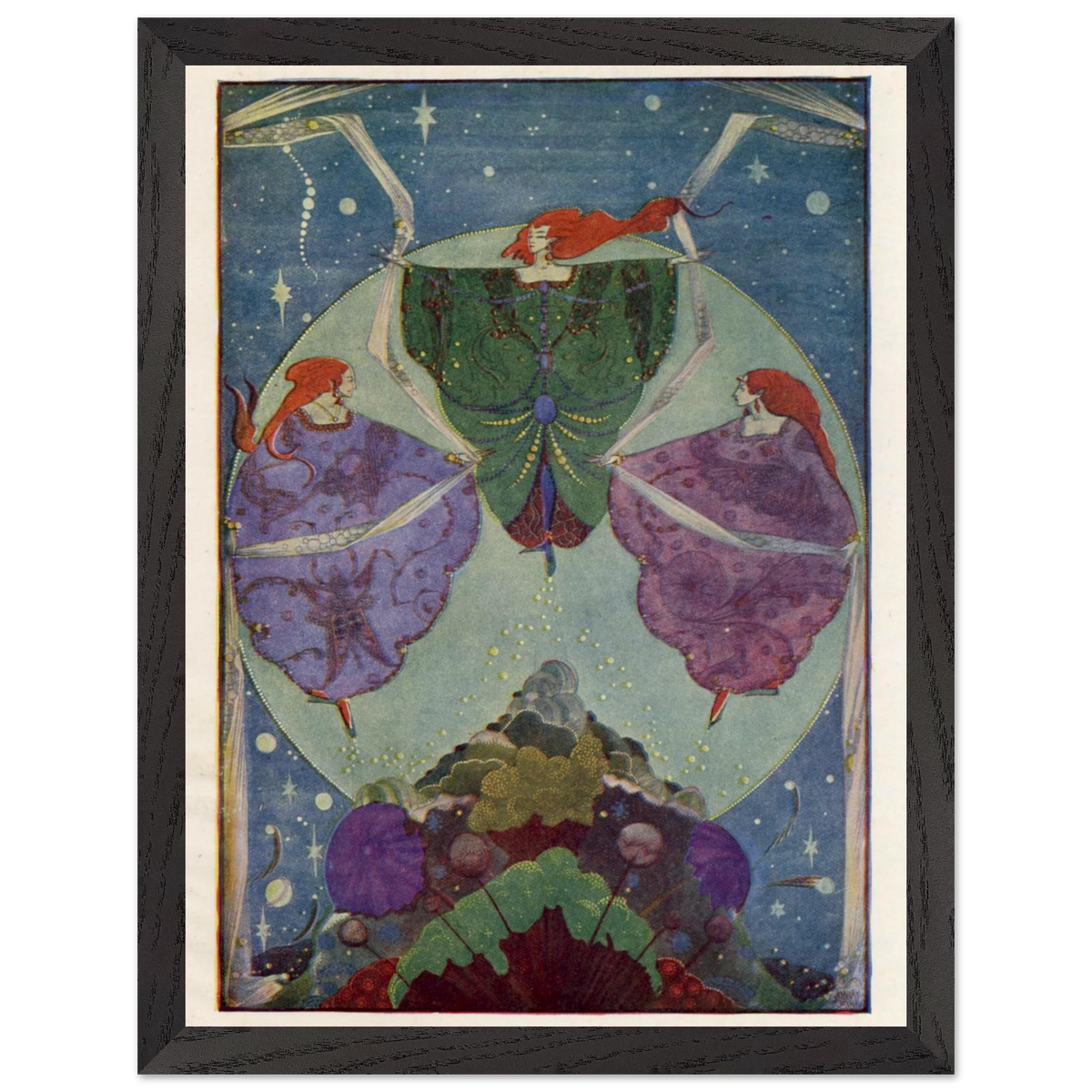 They Danced with Shawls by Harry Clarke framed print in a black frame