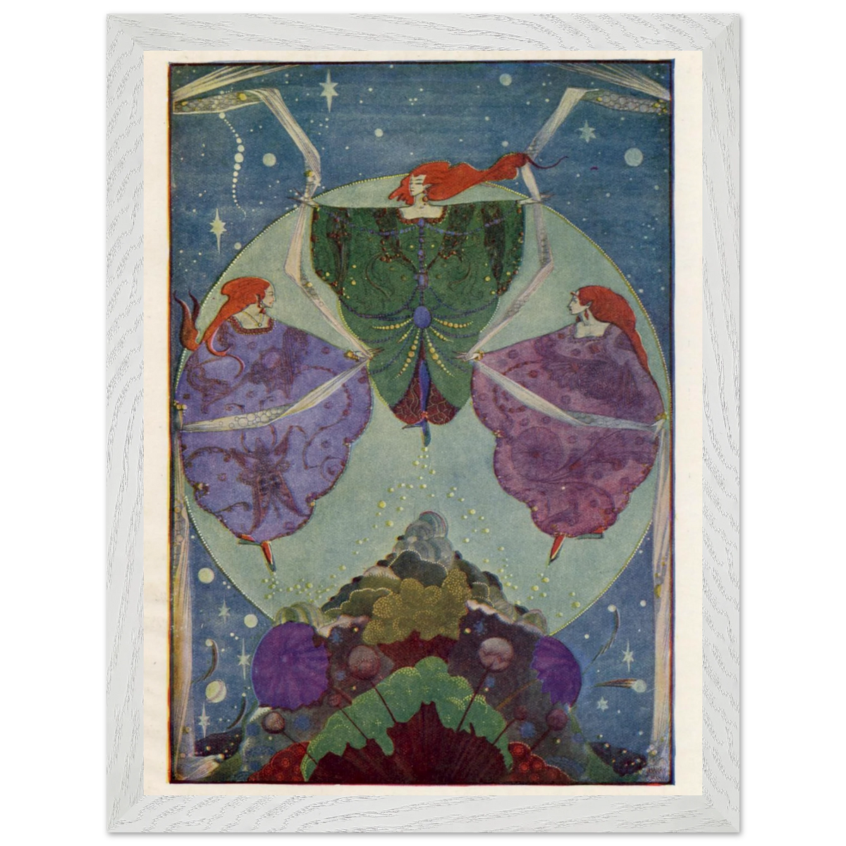They Danced with Shawls by Harry Clarke framed print in a white frame