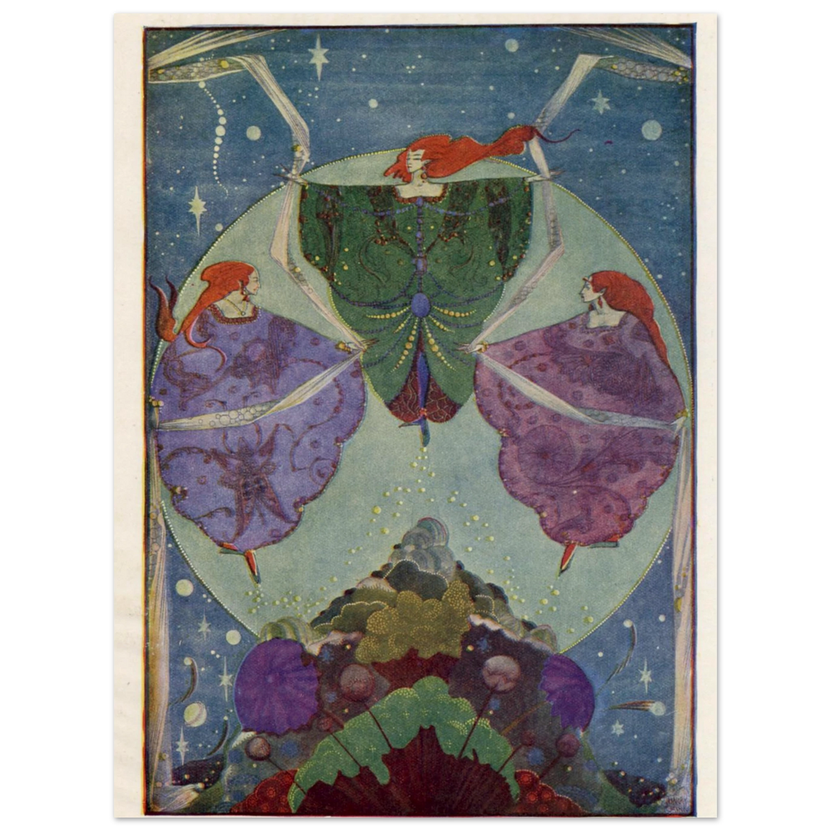 They Danced with Shawls by Harry Clarke unframed print with a white border