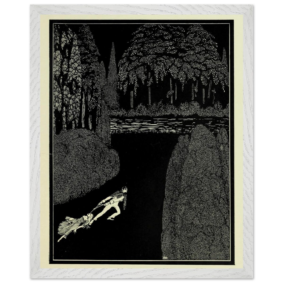 Toilsome Journey by Harry Clarke in a white frame with a cream mount