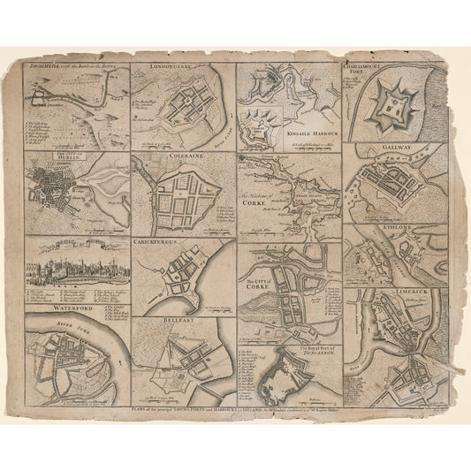 Plans of the Principal Towns, Forts and Harbours in Ireland, c.1748, engraved by Richard William Seale