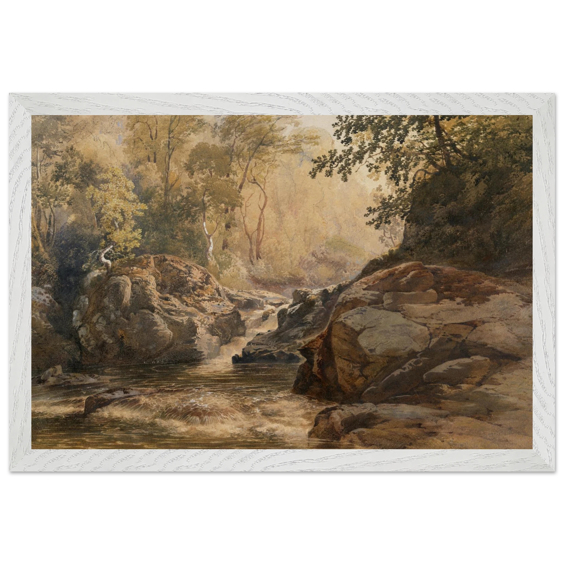 white wooden framed reproduction of A Glen by Irish Artist Henry Newton, National Gallery of Ireland