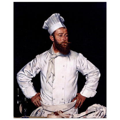 William Orpen portrait of the chef of the Hôtel Chatham in chef's whites and tall hat, unframed
