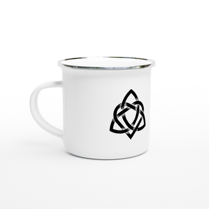 Schwarz-weiße Emaille-Tasse mit keltischem Design, 340 ml 