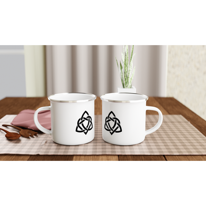 Schwarz-weiße Emaille-Tasse mit keltischem Design, 340 ml 